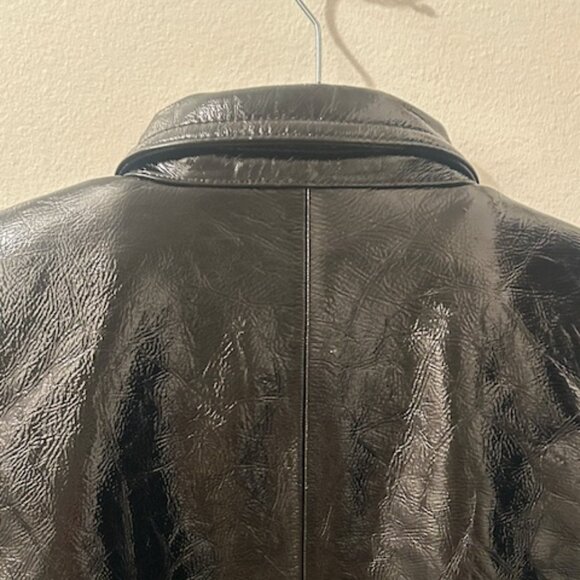 One Teaspoon Rich BLACK OUT Patent Leather Lined Zip Shimmer Short JACKET NWT - Picture 14 of 16